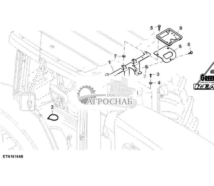 Детали крепления, GPS AutoTrac™, с кожухом в исполнении Deluxe 